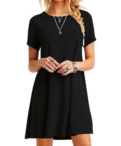 Womens Short Sleeve Ombre Dress Summer Casual T-Shirt Dresses Loose Fit Gradient Sundress Plus Size Solid Black $14.74 Dresses