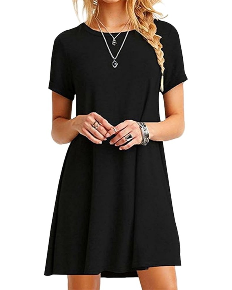 Womens Short Sleeve Ombre Dress Summer Casual T-Shirt Dresses Loose Fit Gradient Sundress Plus Size Solid Black $14.74 Dresses