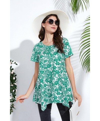 Tunic Tops for Women Plus Size Short Sleeve Top Loose Fit Dressy Casual Swing Summer Tunics Tops to Wear with Leggings Green ...