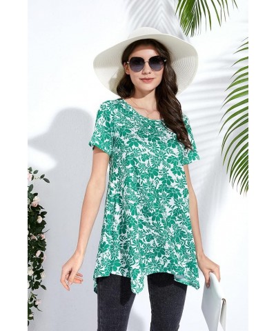 Tunic Tops for Women Plus Size Short Sleeve Top Loose Fit Dressy Casual Swing Summer Tunics Tops to Wear with Leggings Green ...