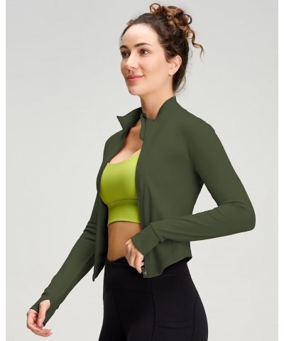 Women's Running Jackets Full Zip Athletic Jackets Slim Fit Workout Gym Yoga Track Jackets Deep Grass Green $19.24 Jackets