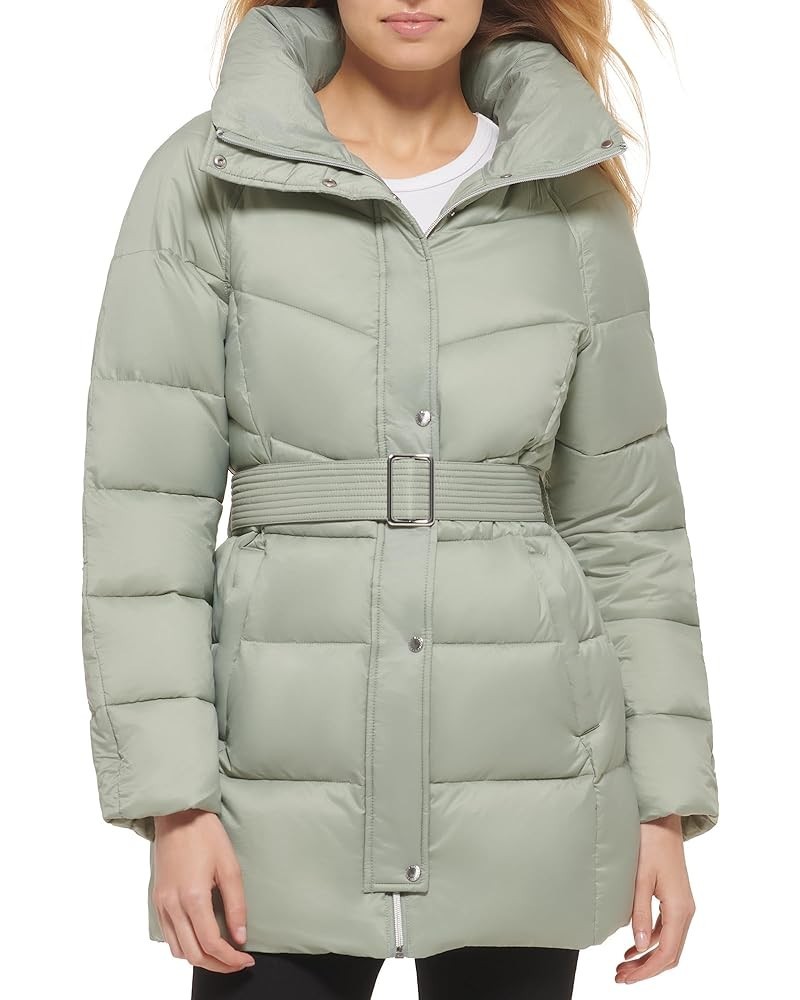 Women's Belted Zip-up Jacket Sage $31.08 Jackets