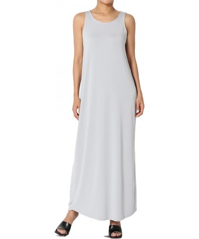 S~3X Sleeveless Short Sleeve Modal Jersey Round Neck Maxi T-Shirt Dress Tank Light Grey $15.05 Dresses