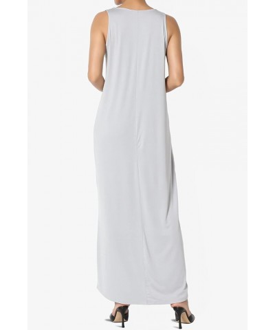 S~3X Sleeveless Short Sleeve Modal Jersey Round Neck Maxi T-Shirt Dress Tank Light Grey $15.05 Dresses