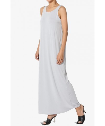 S~3X Sleeveless Short Sleeve Modal Jersey Round Neck Maxi T-Shirt Dress Tank Light Grey $15.05 Dresses