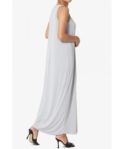 S~3X Sleeveless Short Sleeve Modal Jersey Round Neck Maxi T-Shirt Dress Tank Light Grey $15.05 Dresses