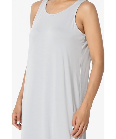 S~3X Sleeveless Short Sleeve Modal Jersey Round Neck Maxi T-Shirt Dress Tank Light Grey $15.05 Dresses