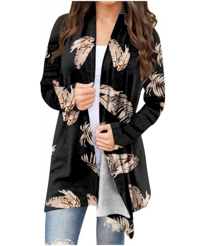 2024 Spring Trendy Sweater Cardigan for Women,Ladies Casual Long Sleeve Floral Cardigan Fashion Long Length Sleeve Coat 2-bla...