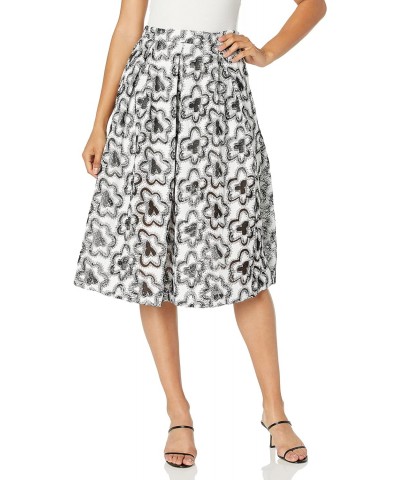 Women's Floral Embroidered A-Line Skirt, Black/White, XS $49.25 Skirts