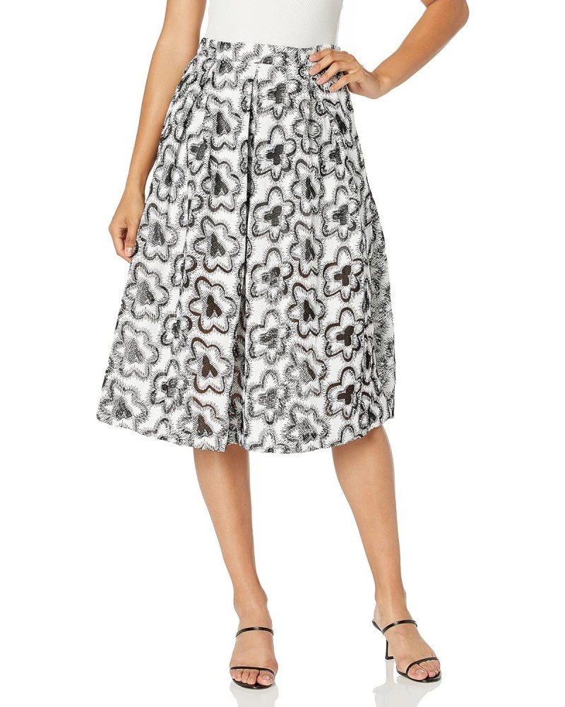 Women's Floral Embroidered A-Line Skirt, Black/White, XS $49.25 Skirts