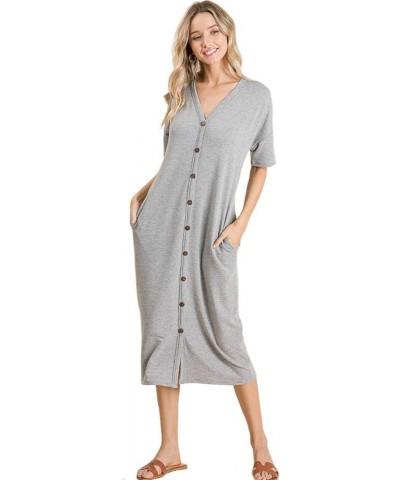 Women's Decorative Buttons Midi Dress Heather Grey $13.24 Dresses