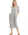 Women's Decorative Buttons Midi Dress Heather Grey $13.24 Dresses