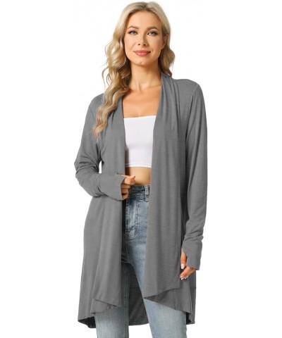 Women's Open-Front Long-Sleeve Cardigan Lightweight Draped Cardigan Sweaters Stretch Jersey Topper Heather Grey $21.83 Sweaters