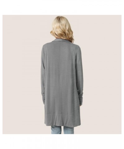 Women's Open-Front Long-Sleeve Cardigan Lightweight Draped Cardigan Sweaters Stretch Jersey Topper Heather Grey $21.83 Sweaters