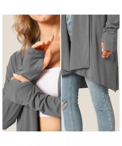 Women's Open-Front Long-Sleeve Cardigan Lightweight Draped Cardigan Sweaters Stretch Jersey Topper Heather Grey $21.83 Sweaters