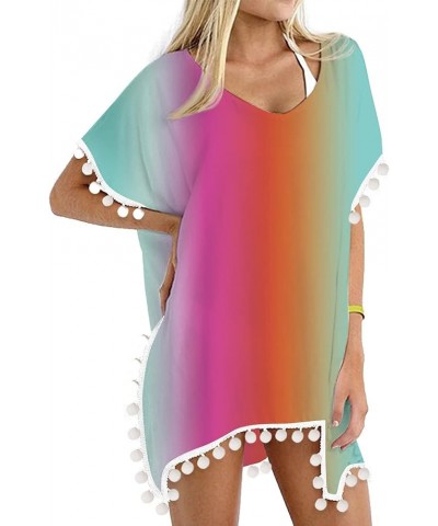 Swimsuit Coverup for Women Chiffon Cover Ups for Swimwear Casual Loose Beach Bikini Cover A-9rainbow05 $15.94 Swimsuits