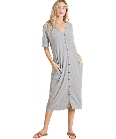 Women's Decorative Buttons Midi Dress Heather Grey $13.24 Dresses