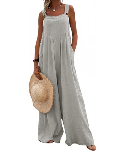 Jumpsuits for Women Casual Loose Wide Leg Boho Jumpsuit Baggy Overalls Square Neck Playsuits with Pockets Overalls Gray $13.3...