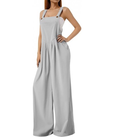 Jumpsuits for Women Casual Loose Wide Leg Boho Jumpsuit Baggy Overalls Square Neck Playsuits with Pockets Overalls Gray $13.3...