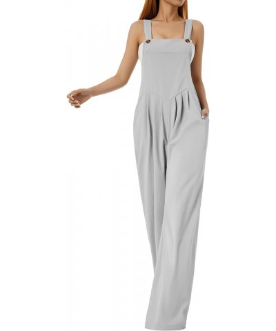 Jumpsuits for Women Casual Loose Wide Leg Boho Jumpsuit Baggy Overalls Square Neck Playsuits with Pockets Overalls Gray $13.3...