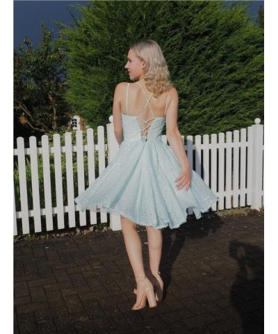 A-line Sequin Homecoming Dresses for Teens Sparkly 2023 Short Prom Dress Spaghetti Straps Tulle Party Dress Hot Pink $29.25 D...