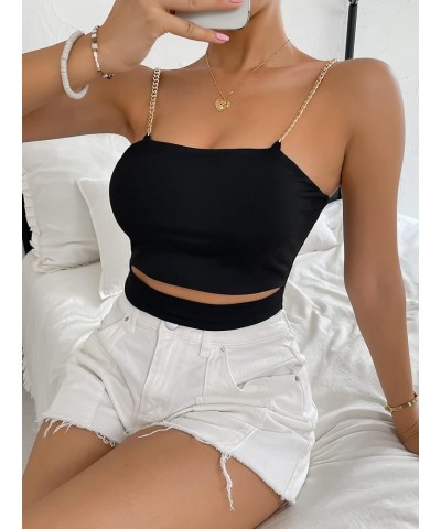 Women's Summer Spaghetti Strap Sleeveless Sexy Rave Cut Out Cami Crop Top Black $11.52 Tanks