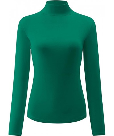 Womens Slim Fitted Mock Turtleneck Tops Long Sleeve Lightweight Base Layer Shirts Green $8.24 Underwear