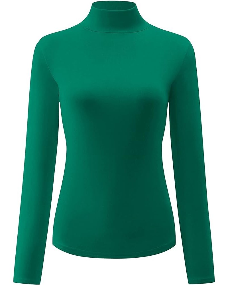 Womens Slim Fitted Mock Turtleneck Tops Long Sleeve Lightweight Base Layer Shirts Green $8.24 Underwear