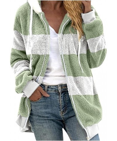 Women 2023 Winter Fuzzy Fleece Coat Plus Size Thick Sharpa Cardigan Jacket with Pockets Casual Loose Outwear Hooded 1-mint Gr...