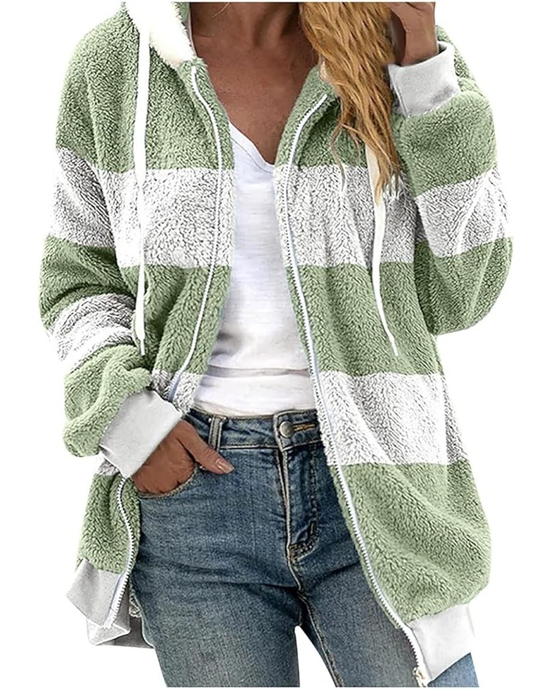 Women 2023 Winter Fuzzy Fleece Coat Plus Size Thick Sharpa Cardigan Jacket with Pockets Casual Loose Outwear Hooded 1-mint Gr...