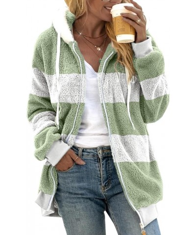 Women 2023 Winter Fuzzy Fleece Coat Plus Size Thick Sharpa Cardigan Jacket with Pockets Casual Loose Outwear Hooded 1-mint Gr...