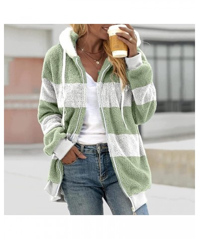 Women 2023 Winter Fuzzy Fleece Coat Plus Size Thick Sharpa Cardigan Jacket with Pockets Casual Loose Outwear Hooded 1-mint Gr...