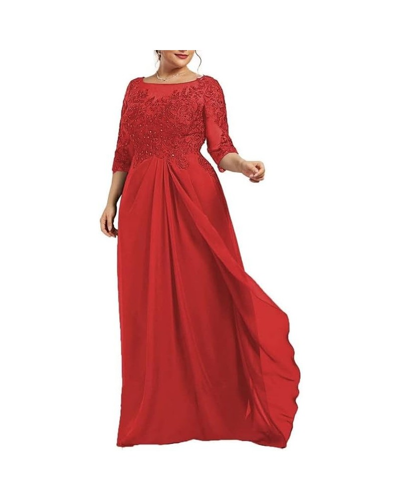 Mother of The Bride Dresses Plus Size Lace Wedding Guest Dresses for Women Ruffles 3/4 Sleeves Mother of The Groom Dresses Re...