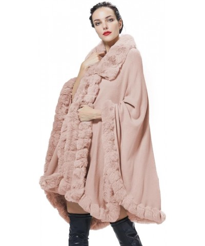 Poncho Shawl Wrap Winter Faux Fur Cape Cloak Coat with Faux Fur Trim Sleeveless Cardigan for Party Pink $20.70 Coats