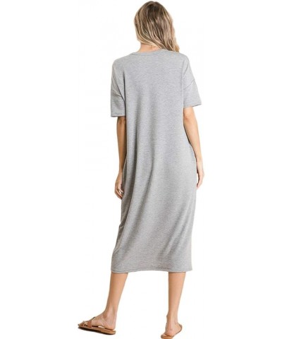 Women's Decorative Buttons Midi Dress Heather Grey $13.24 Dresses