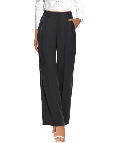 Women Pants Work Business Dressy Trousers Wide Leg High Waisted Slacks with Pockets 29"Inseam A-dark Gray $20.43 Pants