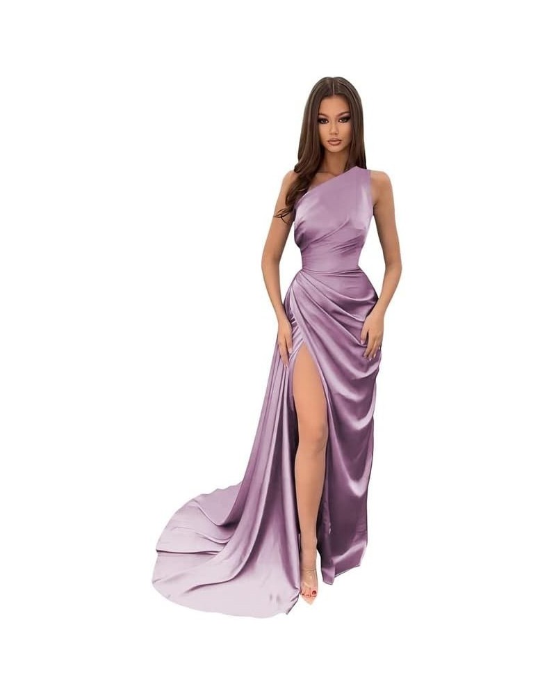 Women's One Shoulder Mermaid Prom Dress with Train Pleates Wrap Long Formal Evening Gowns with Slit YG020 Wisteria $27.84 Dre...