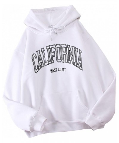 Women's Oversized Sweatshirts Los Angeles Printing Loose Pullover California Hoodies Crewneck Long Sleeve Tops White $13.11 H...