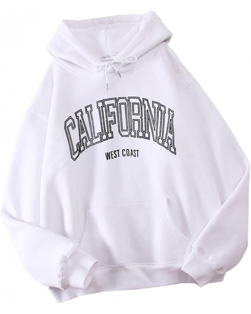 Women's Oversized Sweatshirts Los Angeles Printing Loose Pullover California Hoodies Crewneck Long Sleeve Tops White $13.11 H...