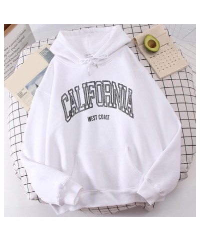 Women's Oversized Sweatshirts Los Angeles Printing Loose Pullover California Hoodies Crewneck Long Sleeve Tops White $13.11 H...