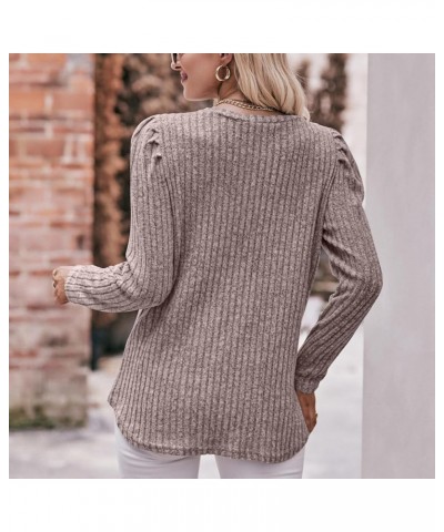 Women's Long Puff Sleeve Tshirt Soft Ribbed Knit Fall Top Loose Fit Boat Neck Fashion Sweatshirt Pullover Sweater Cream $12.1...