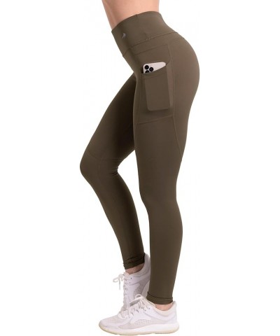 High Waisted Women's Leggings Yoga Leggings Running Gym Fitness Workout Pants Plus Size Compression Leggings Olive Brown W/ P...