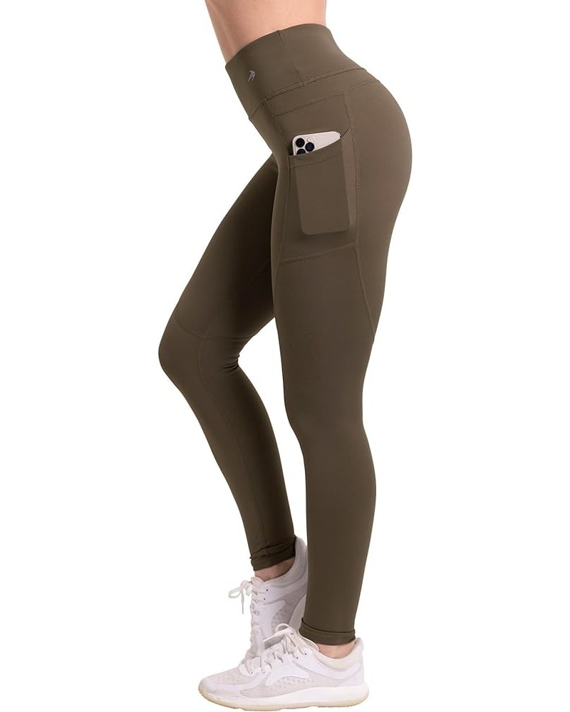 High Waisted Women's Leggings Yoga Leggings Running Gym Fitness Workout Pants Plus Size Compression Leggings Olive Brown W/ P...