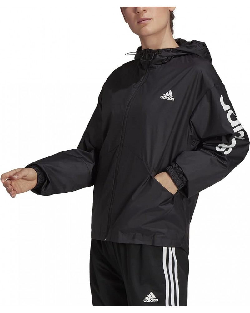 Women's Linear Windbreaker Jacket Black/White $22.65 Jackets