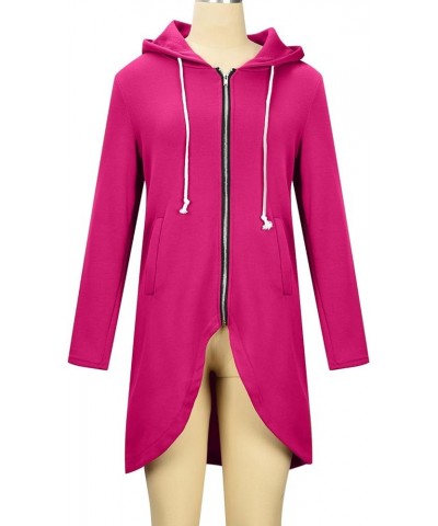 Zip Up Hoodie Women Casual Oversized Long Hoodies Long Sleeve Drawstring Asymmetrical Tunic Sweatshirts With Pockets 04 Hot P...