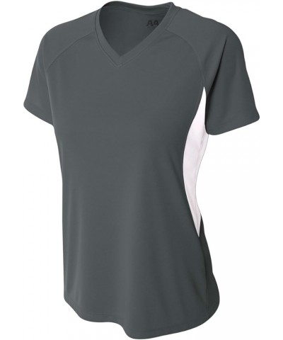 Women's Color Block Performance V-Neck Graphite/White $8.53 Activewear