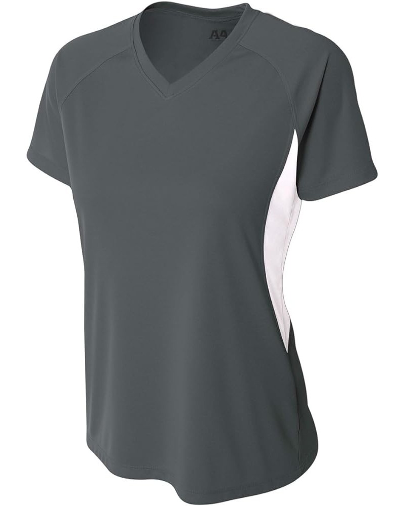 Women's Color Block Performance V-Neck Graphite/White $8.53 Activewear