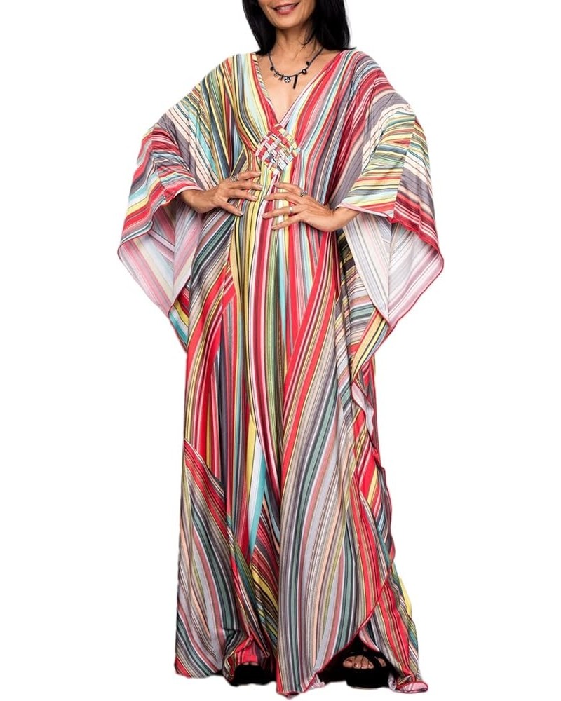 Women Beachwear Turkish Kaftans Long Swimsuit Cover up Caftan Beach Dress Color Bars $17.67 Swimsuits