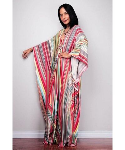 Women Beachwear Turkish Kaftans Long Swimsuit Cover up Caftan Beach Dress Color Bars $17.67 Swimsuits