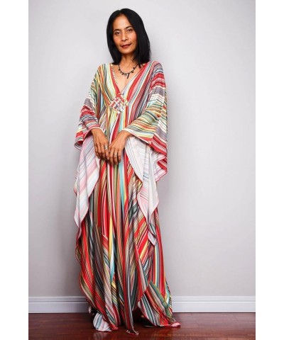 Women Beachwear Turkish Kaftans Long Swimsuit Cover up Caftan Beach Dress Color Bars $17.67 Swimsuits